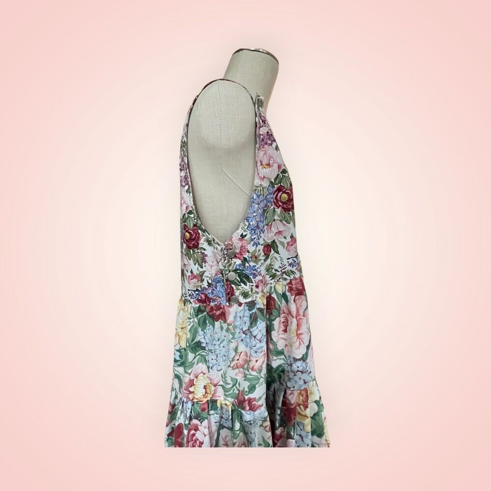 Handmade Floral Tiered Maxi Dress, patch pockets and adjustable straps, Size L - Picture 9 of 16